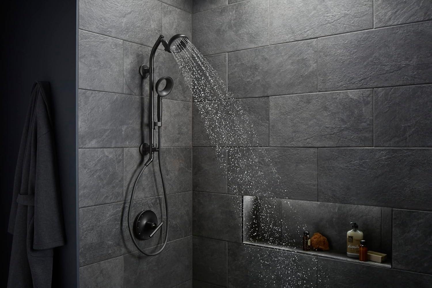 Matte Black Modern Lever Shower Valve Trim