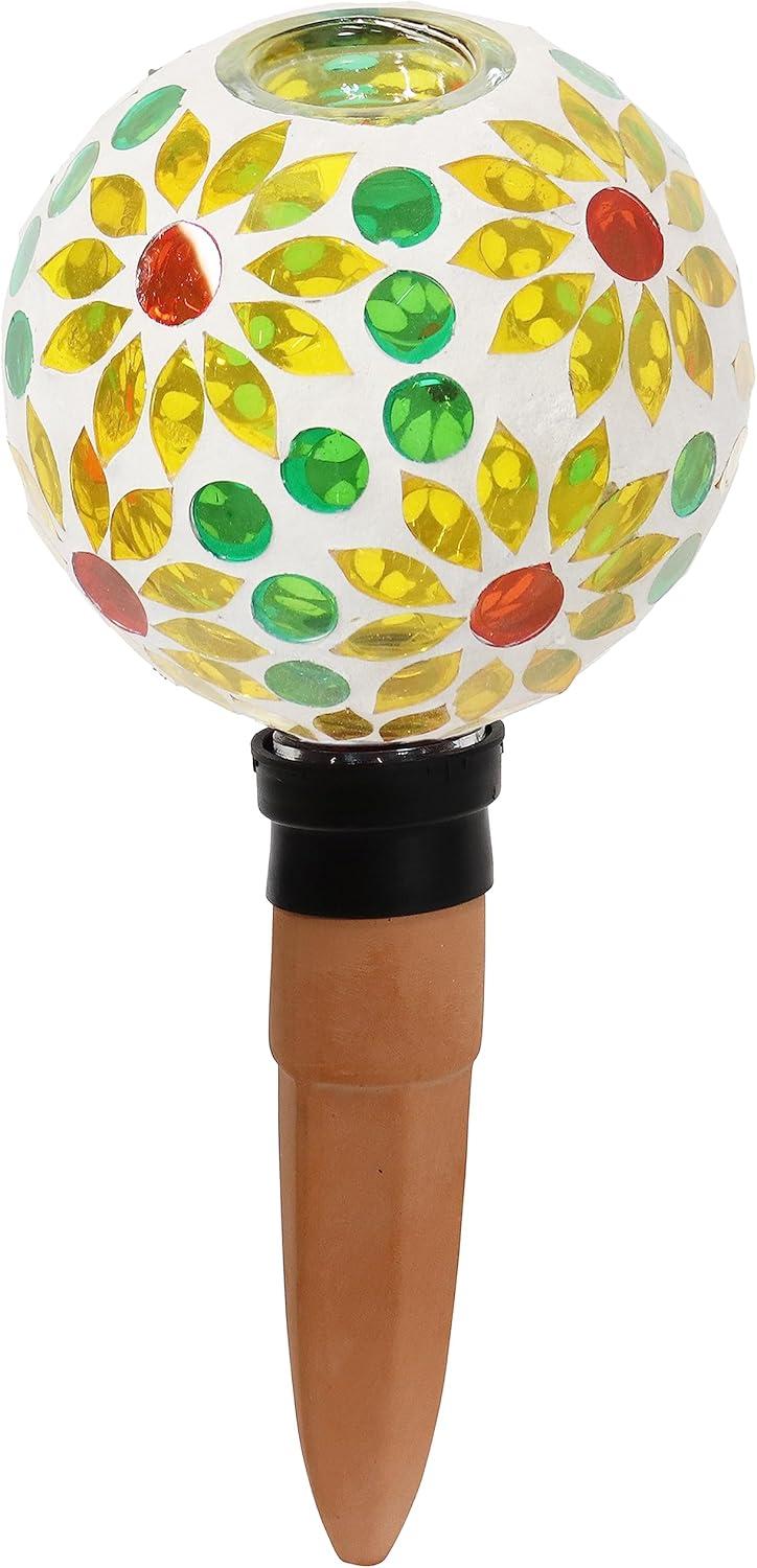 Sunnydaze Glass Mosaic Watering Globe for Plants and Flowers