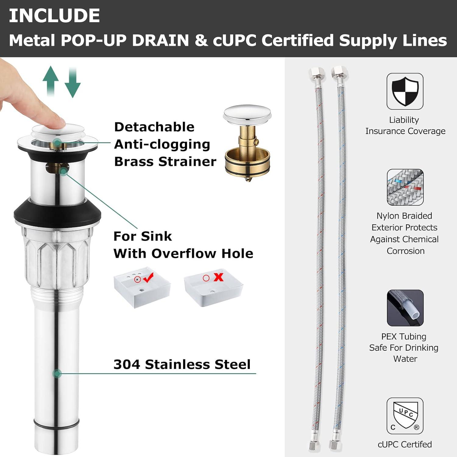 Widespread 2-handle Bathroom Faucet with Drain Assembly