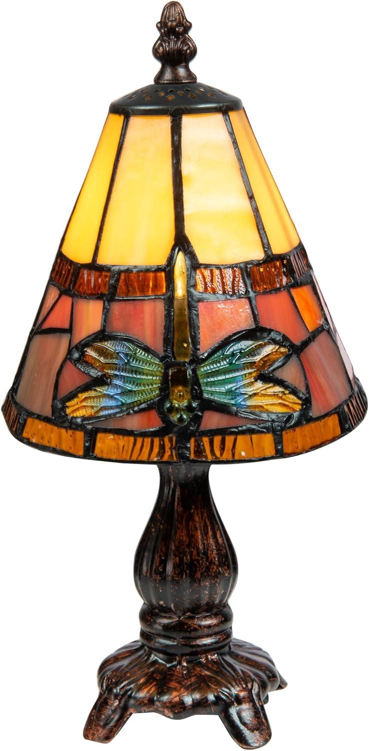 Cavan 13" Blue and Amber Stained Glass Accent Lamp