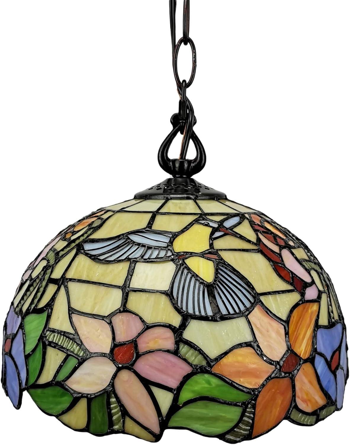 Amora Lighting  Tiffany Style Hummingbird 1-Light Pendant Lamp