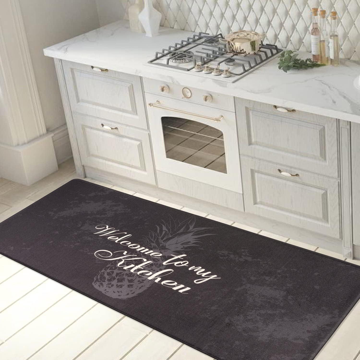 World Rug Gallery Welcome Kitchen Anti Fatigue Standing Mat - Black 18"x47"