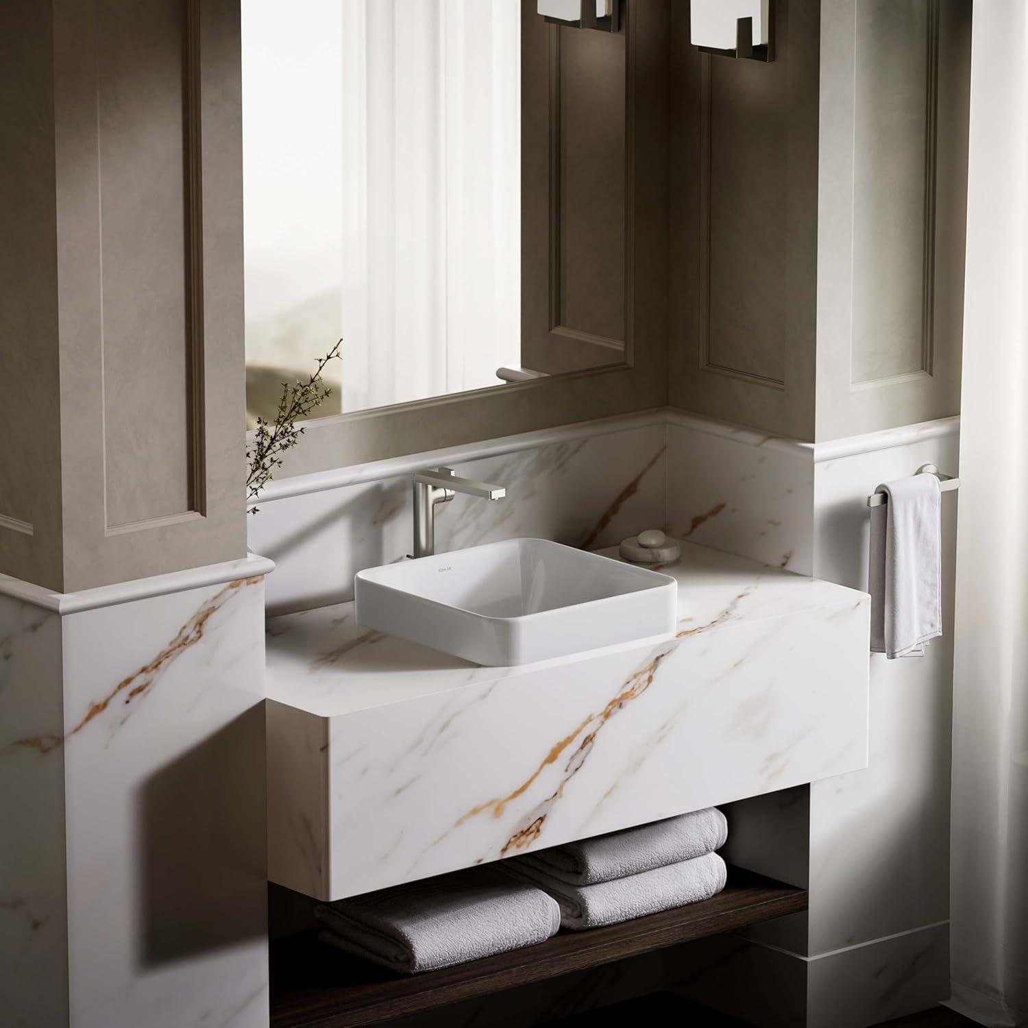 Vox® Ceramic Square Vessel Bathroom Sink with Overflow