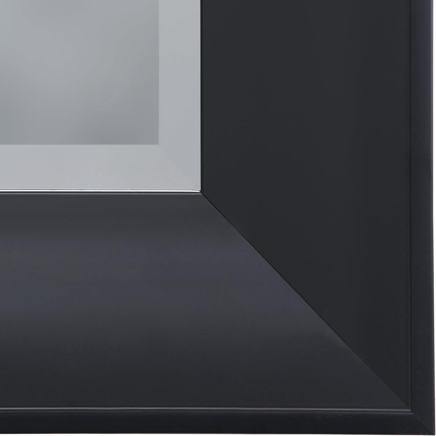 Medium Black Beveled Glass Rectangular Wall Mirror