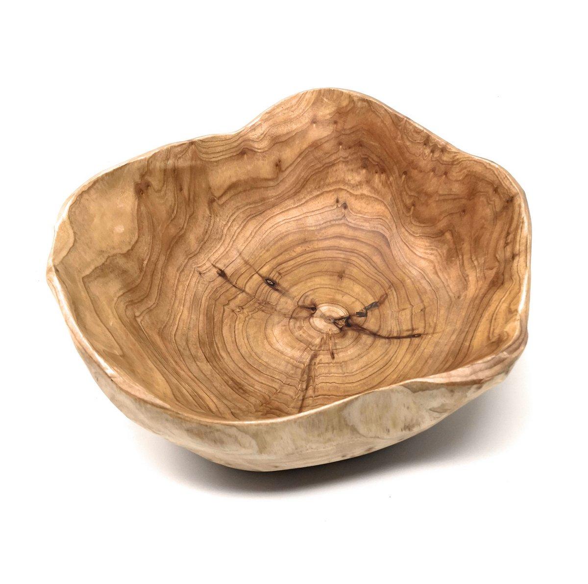 THY COLLECTIBLES Wooden Deep Bowl Handmade Storage Natural Root Wood Crafts Bowl Fruit Salad Serving Bowls (Medium 10"-12")