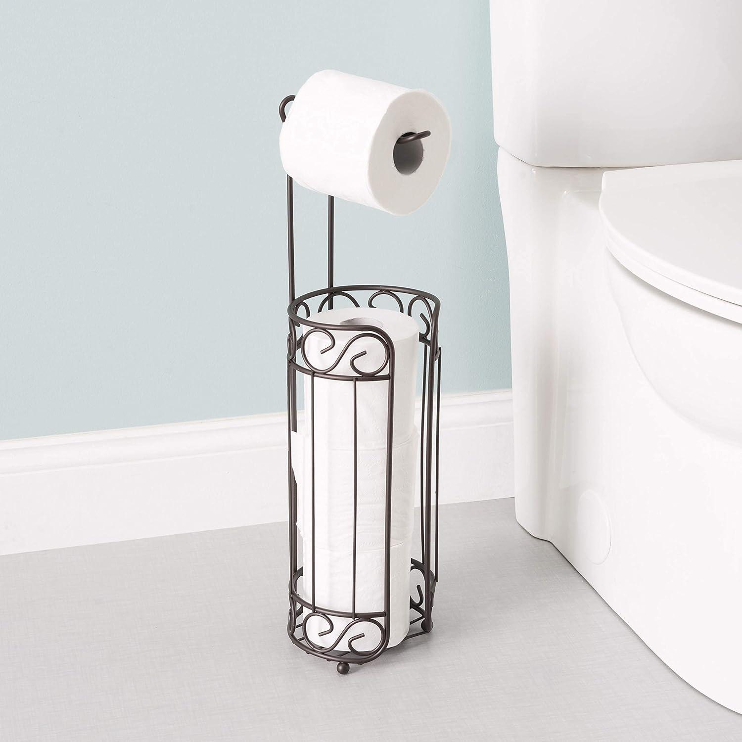 Home Basics Scroll Design Toilet Paper Holder and Dispenser, Bronze