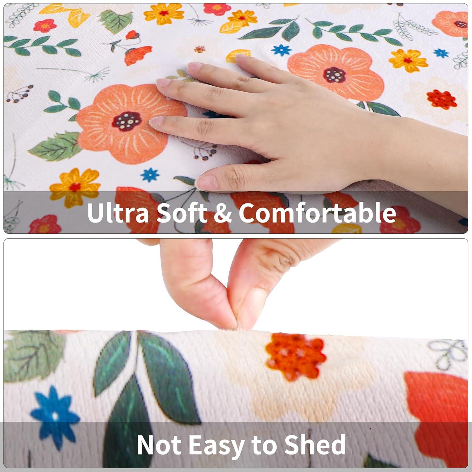 Elegant Floral Rug Hallway Runner Rug- 2 x 6 ft,Non Slip Washable Runner Rugs with Rubber Backing Soft Flowers Carpet Runner for Bedroom Kitchen Dining Room Laundry-Cream