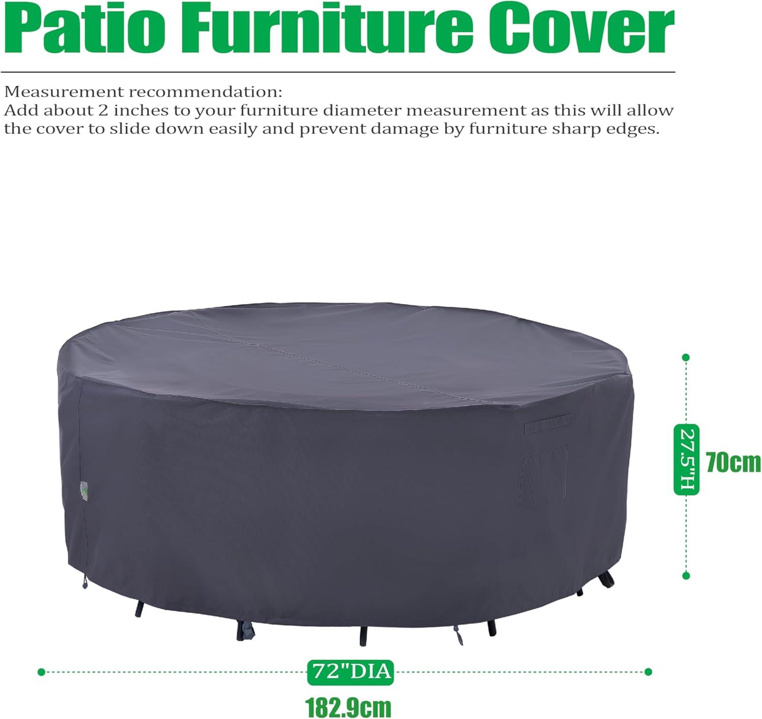 F&J Outdoors Premium Waterproof Outdoor Patio Round Table Cover: Latest Rip-Stop Fabric, 3-Year Warranty
