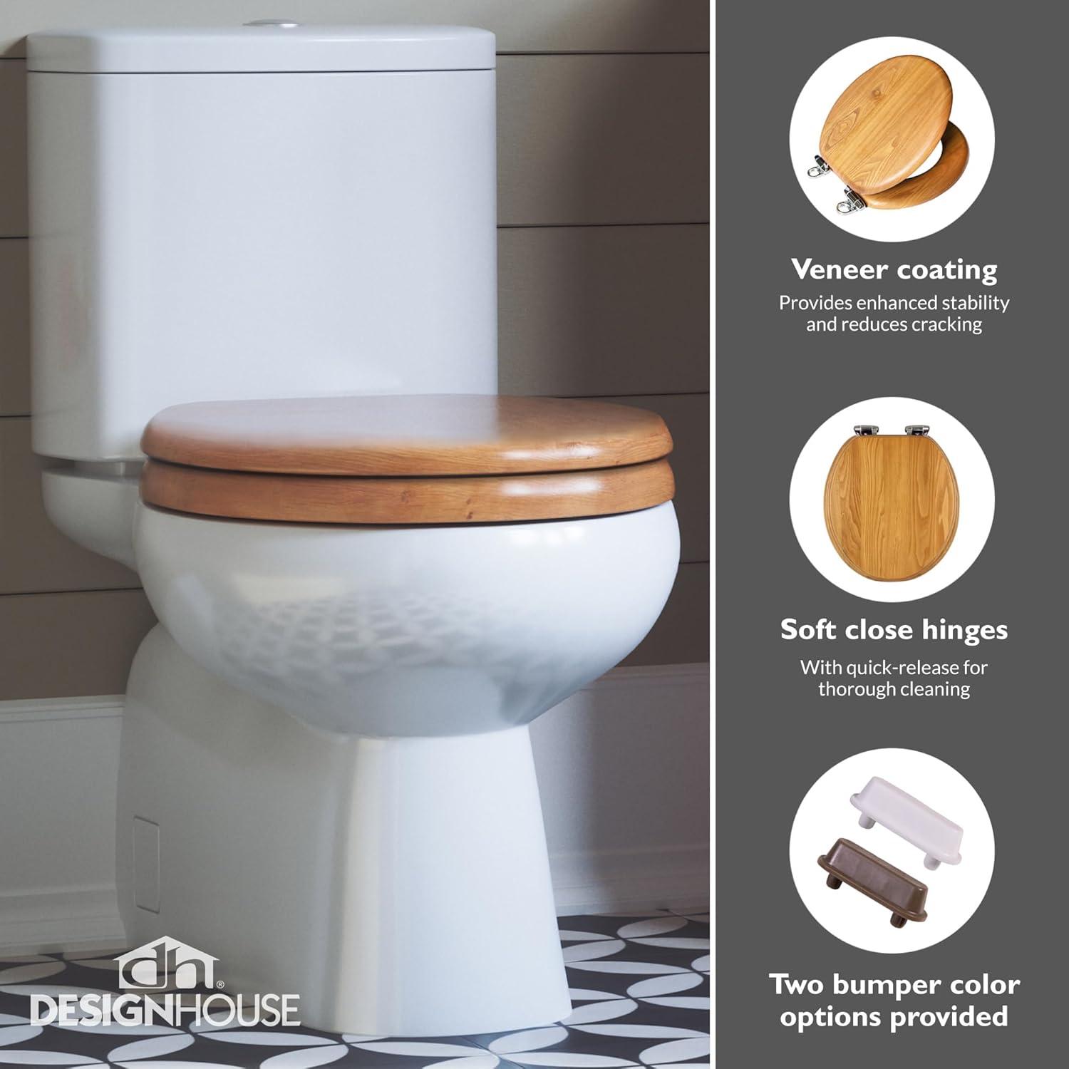 Design House Dalton Round Oak Wood Toilet Seat