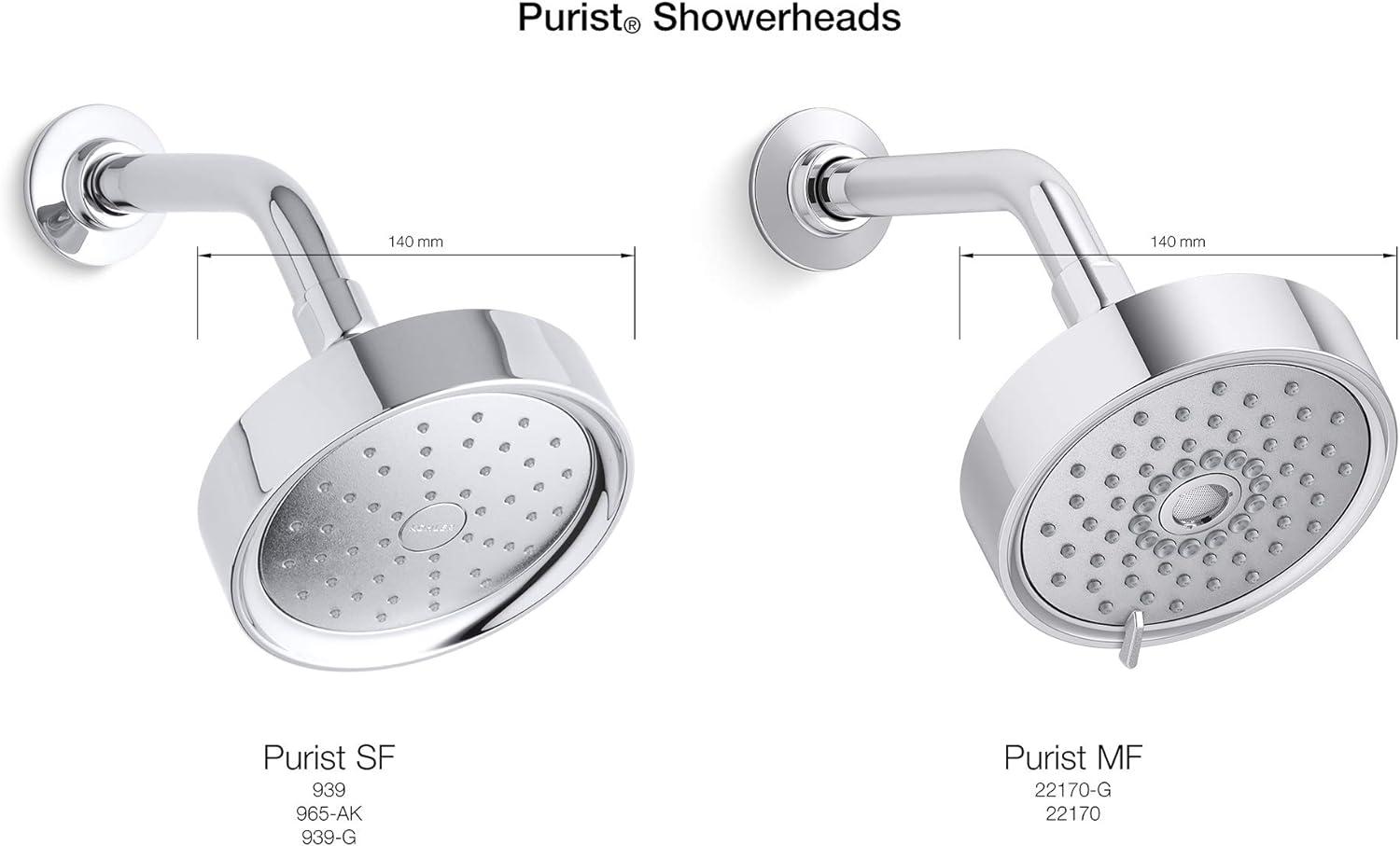 Purist Polished Chrome 5.5" Multifunction Wall-Mounted Showerhead