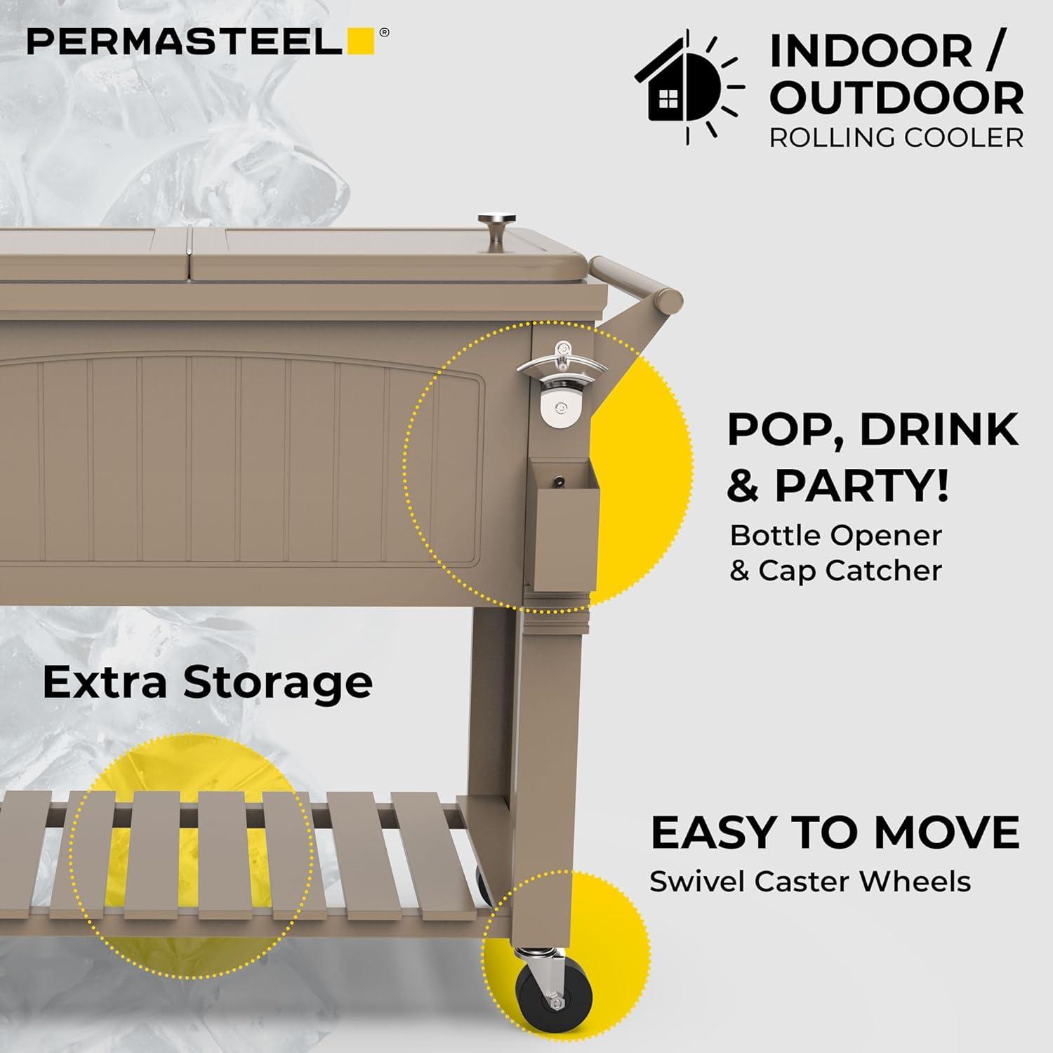 Permasteel 80 Qt. Furniture Style Rolling Patio Cooler