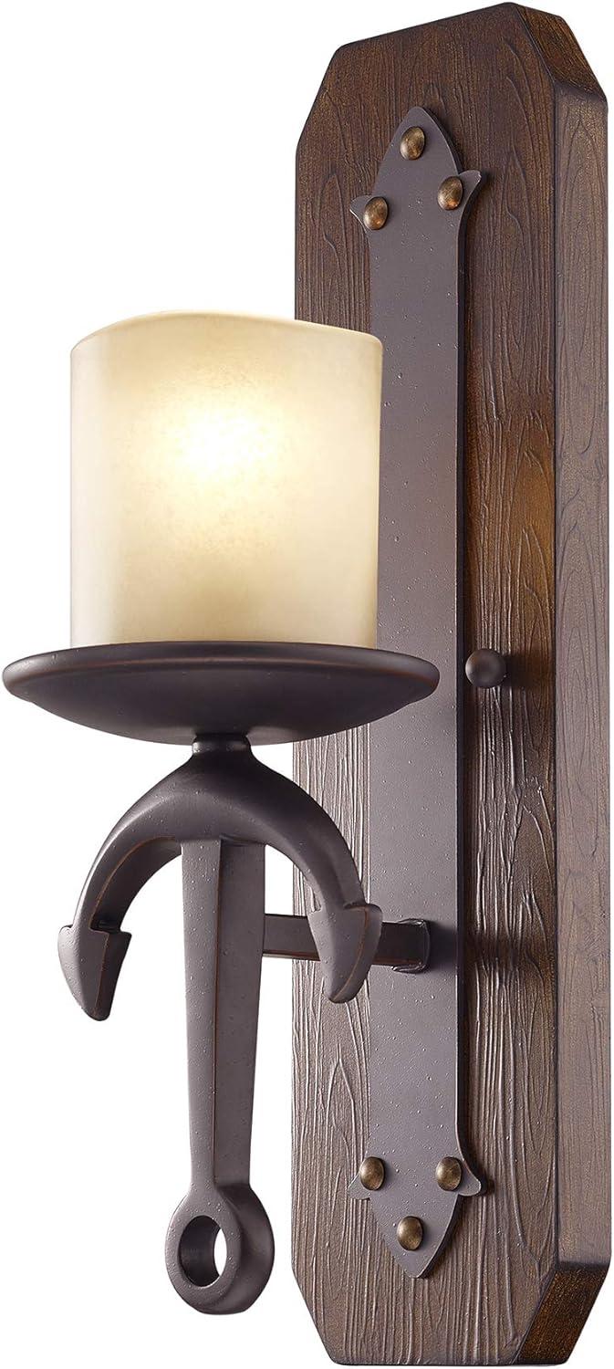 Olde Bronze Nautical Anchor Wall Sconce with Satin Glass