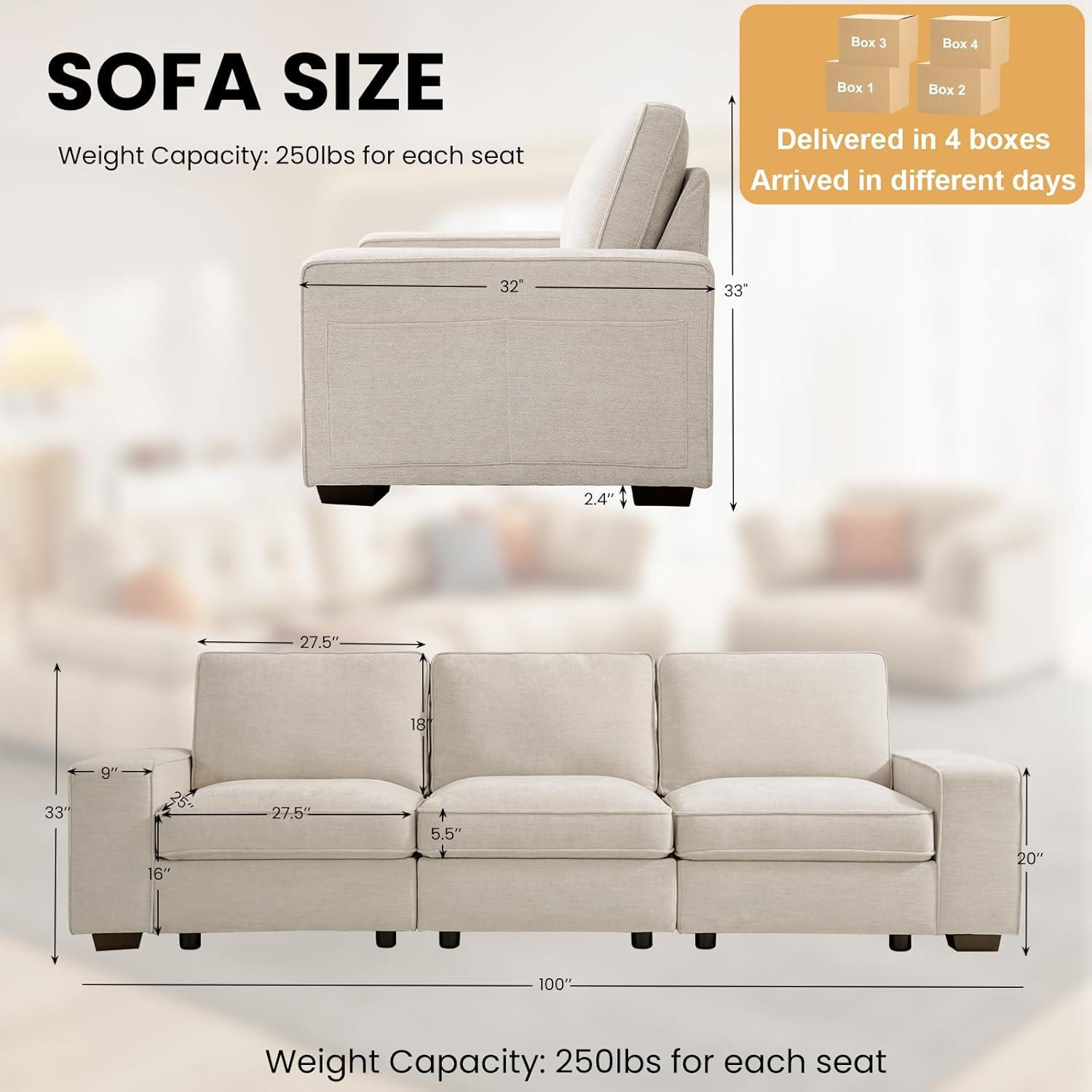 Latitude Run® Modern Modular Chenille Sectional Sofa With Storage Space And Detachable Cover