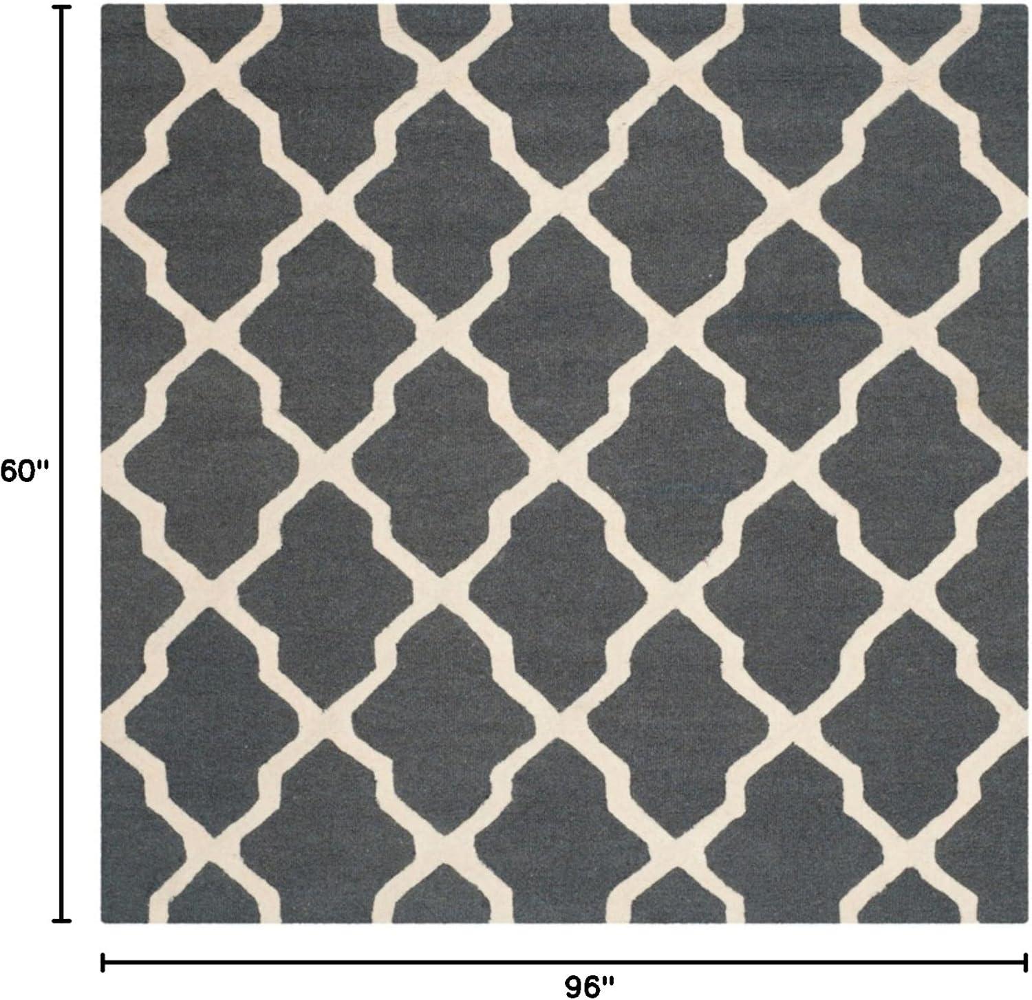 SAFAVIEH Cambridge Liam Geometric Wool Area Rug, Dark Grey/Ivory, 5' x 8'