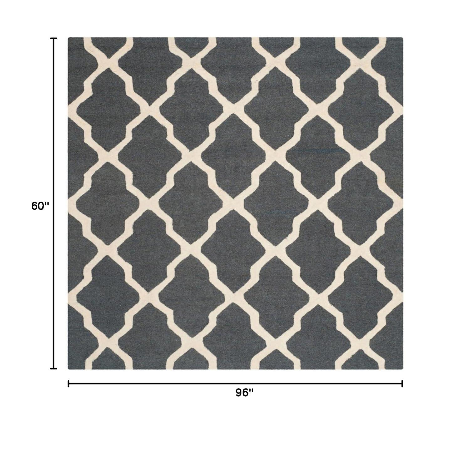 SAFAVIEH Cambridge Liam Geometric Wool Area Rug, Dark Grey/Ivory, 5' x 8'