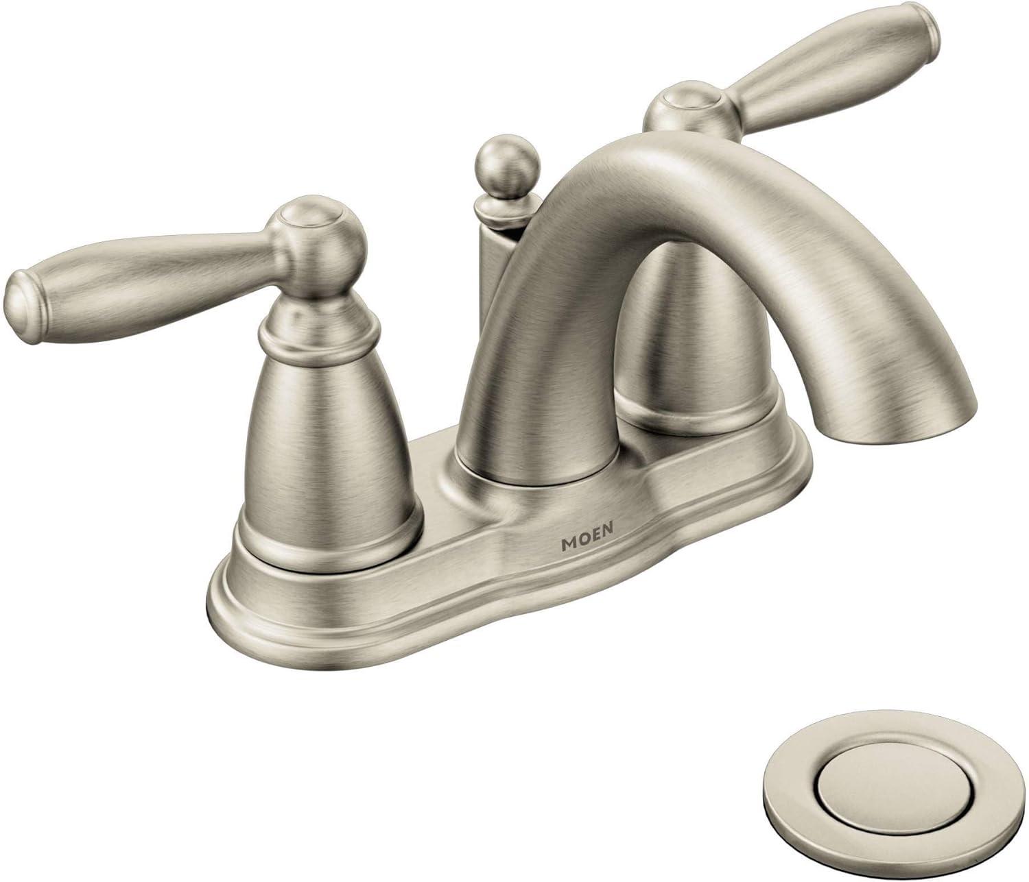 Chrome Two-Handle Centerset Bathroom Faucet with Drain Assembly