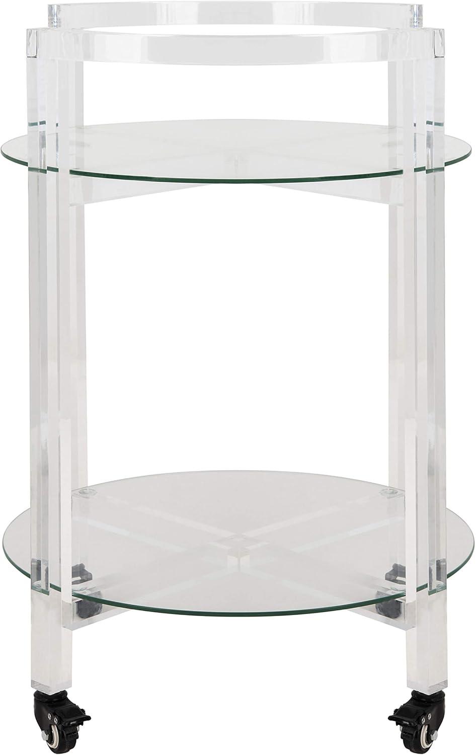 SAFAVIEH Couture Jules 2-Tier Glam Acrylic Bar Cart with Casters, Clear