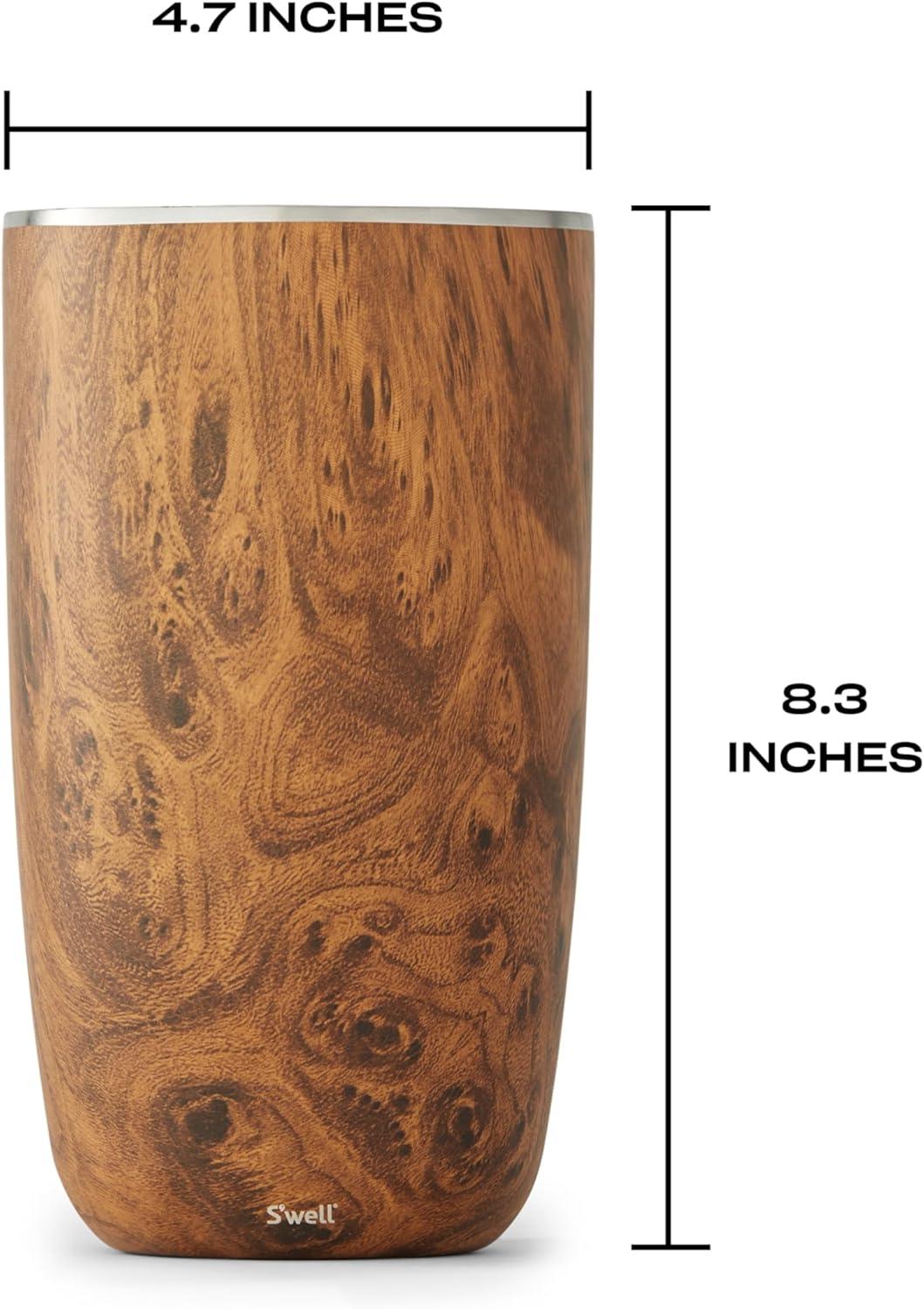 S'well Triple-Layered Vacuum-Insulated Stainless Steel Wine Chiller, 750ml, Teakwood