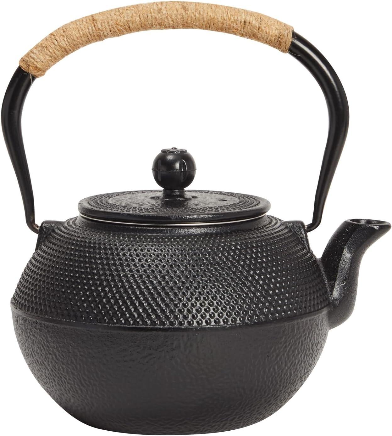 Juvale Hobnail Black Cast Iron Tea Kettle for Stovetop - Japanese Tea Pot Set with Infuser, Trivet, Warmer, 4 Teacups, 40 oz