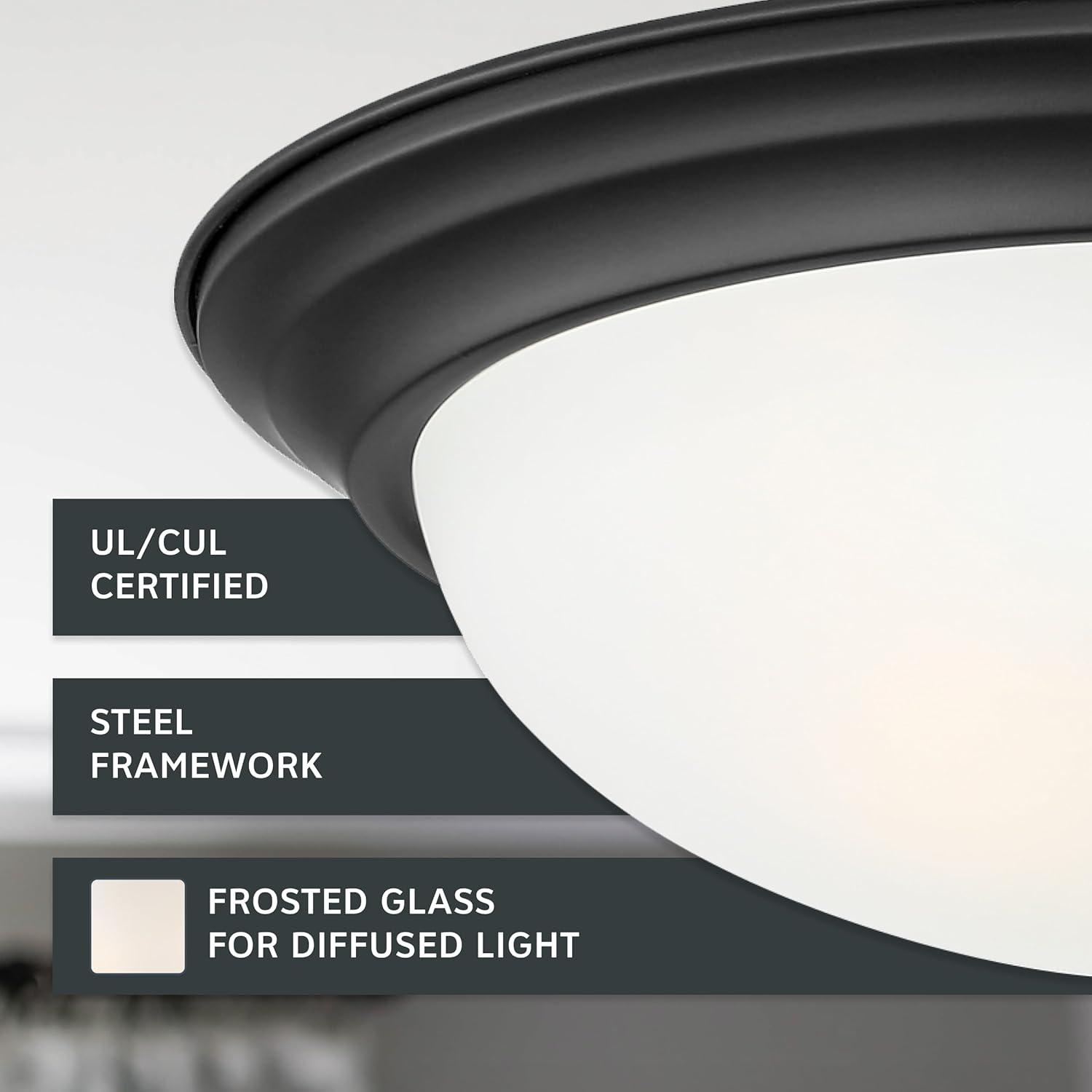 Designers Fountain 13.25 inch 2-Light Matte Black Flush Mount Ceiling Light, 1257M-MB-W