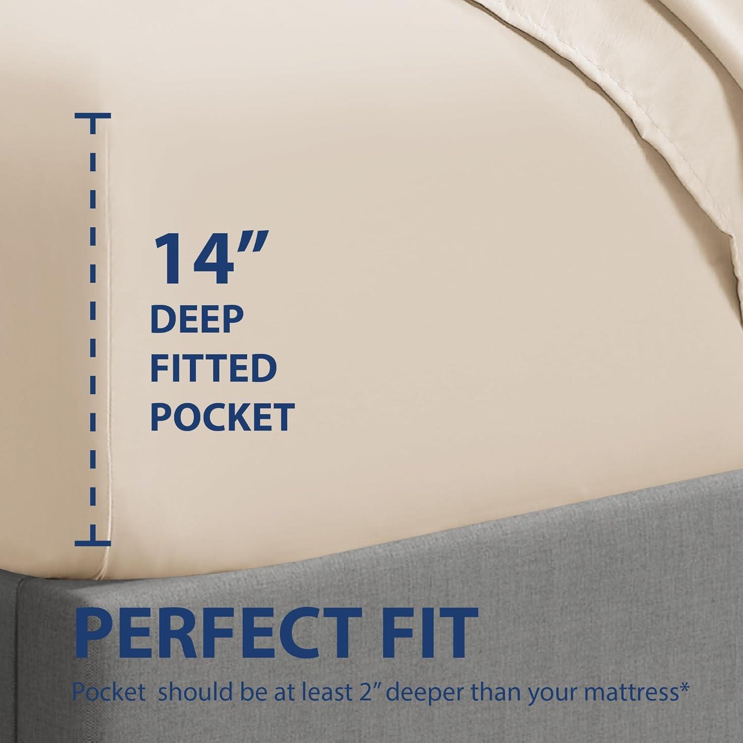 Swift Home 1800 Series 16 Inch Deep Microfiber Fitted Sheet