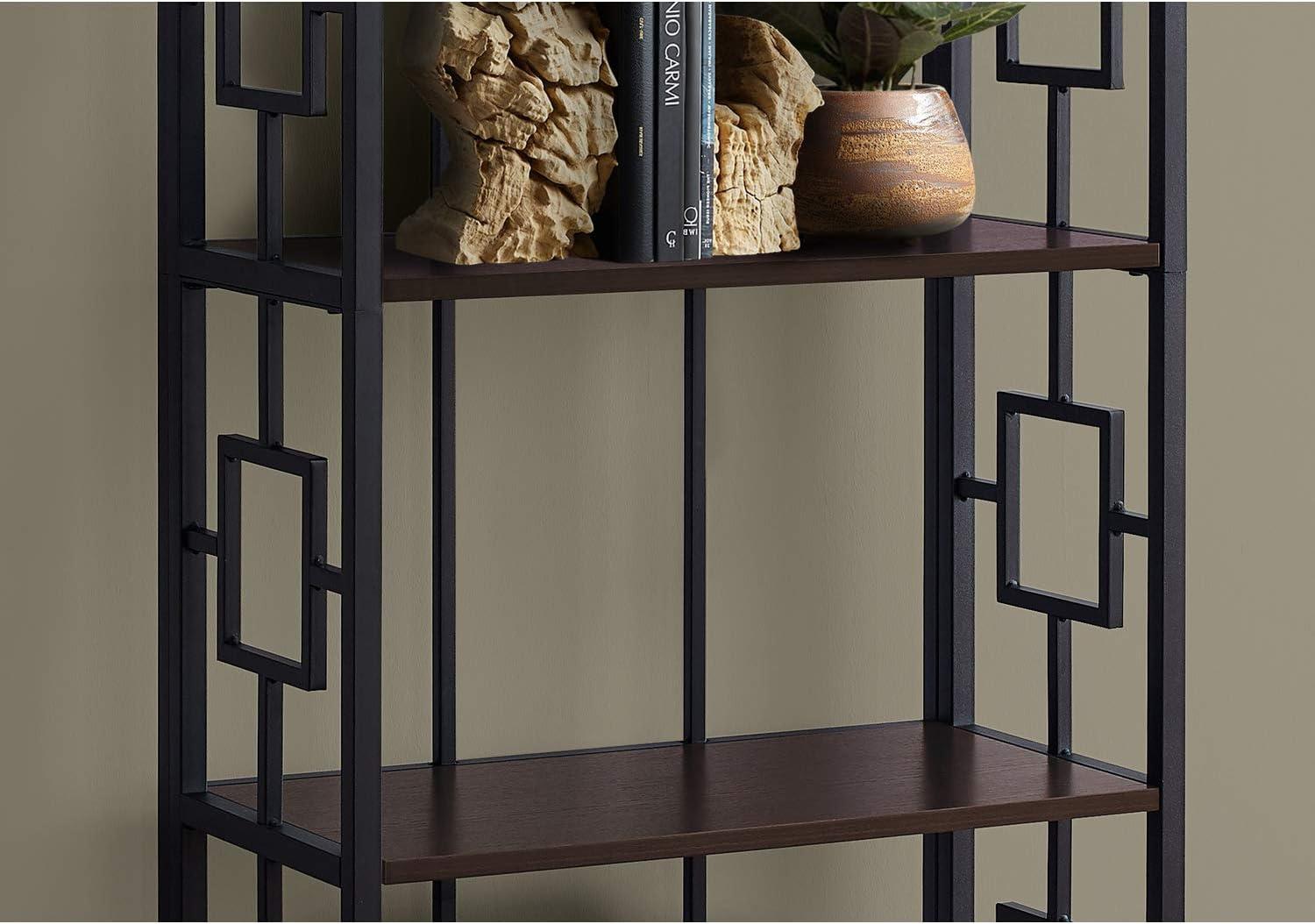 Monarch Specialties Bookshelf, Bookcase, Etagere, 4 Tier, 62"H, Office, Bedroom, Brown Laminate