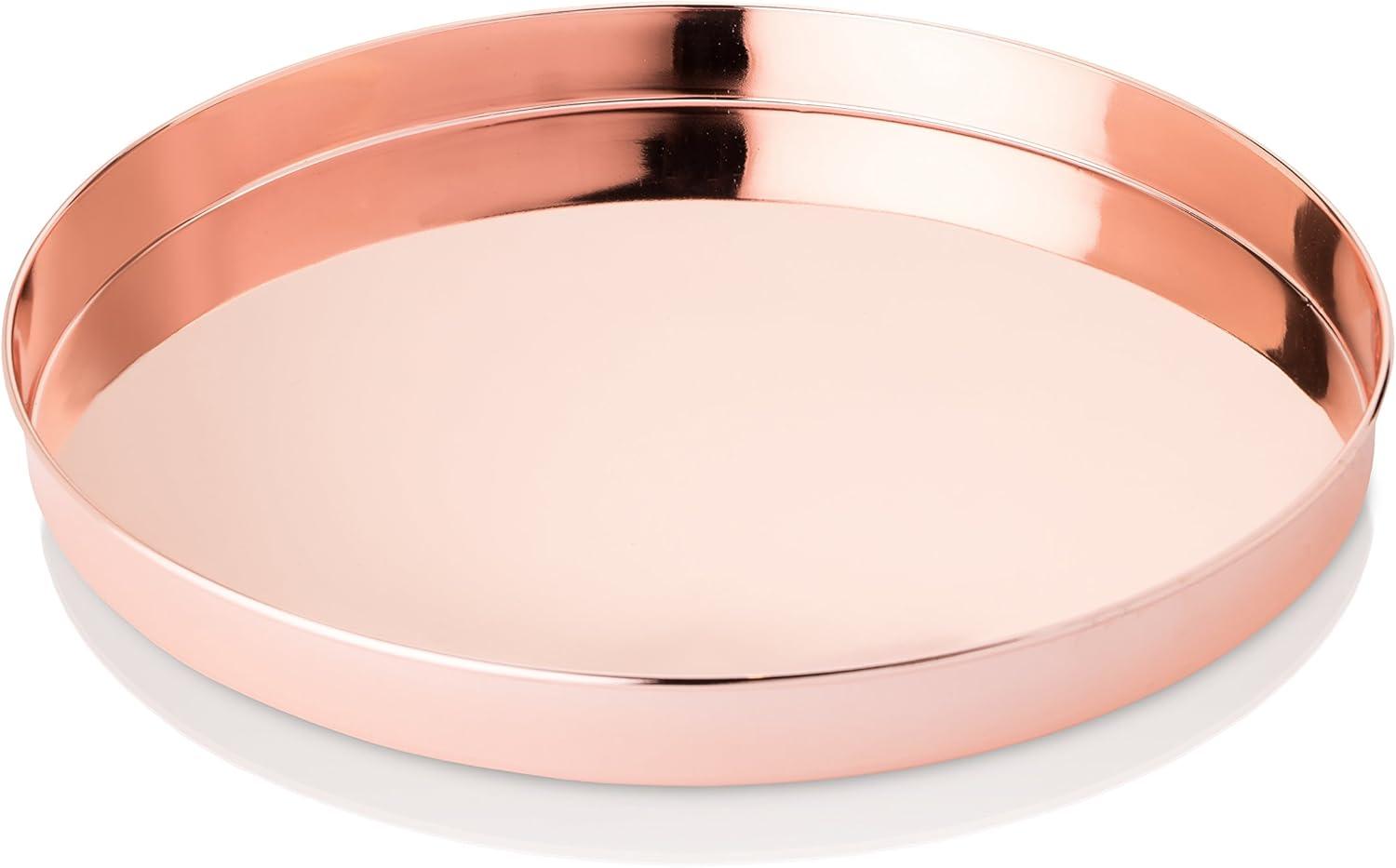 Summit 13'' Round High-Shine Copper Polished Serving Tray