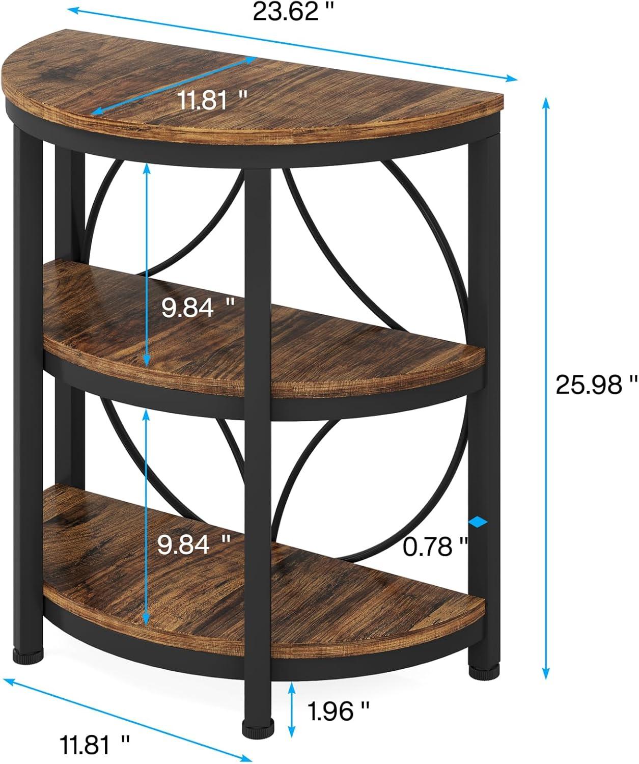 Tribesigns 1pc 3-Tier Semi Round End Table, Half Moon Accent Table