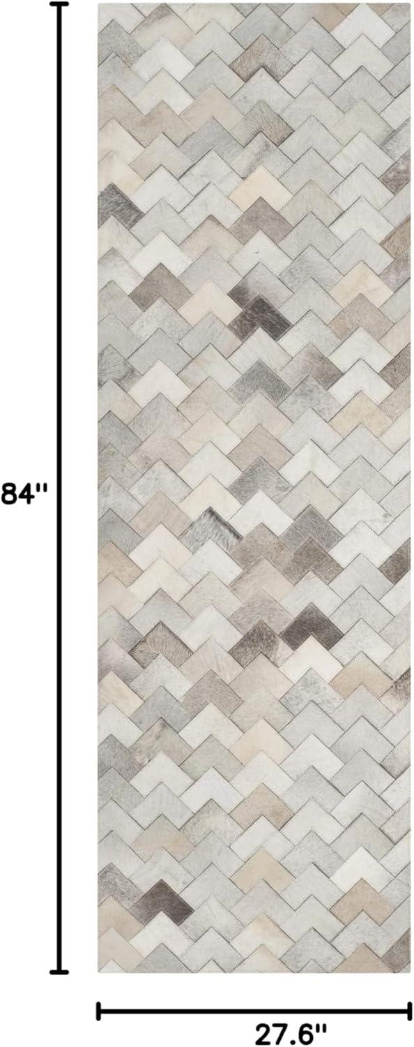 SAFAVIEH Studio Leather Rozanne Geometric Runner Rug, Grey, 2'3" x 7'