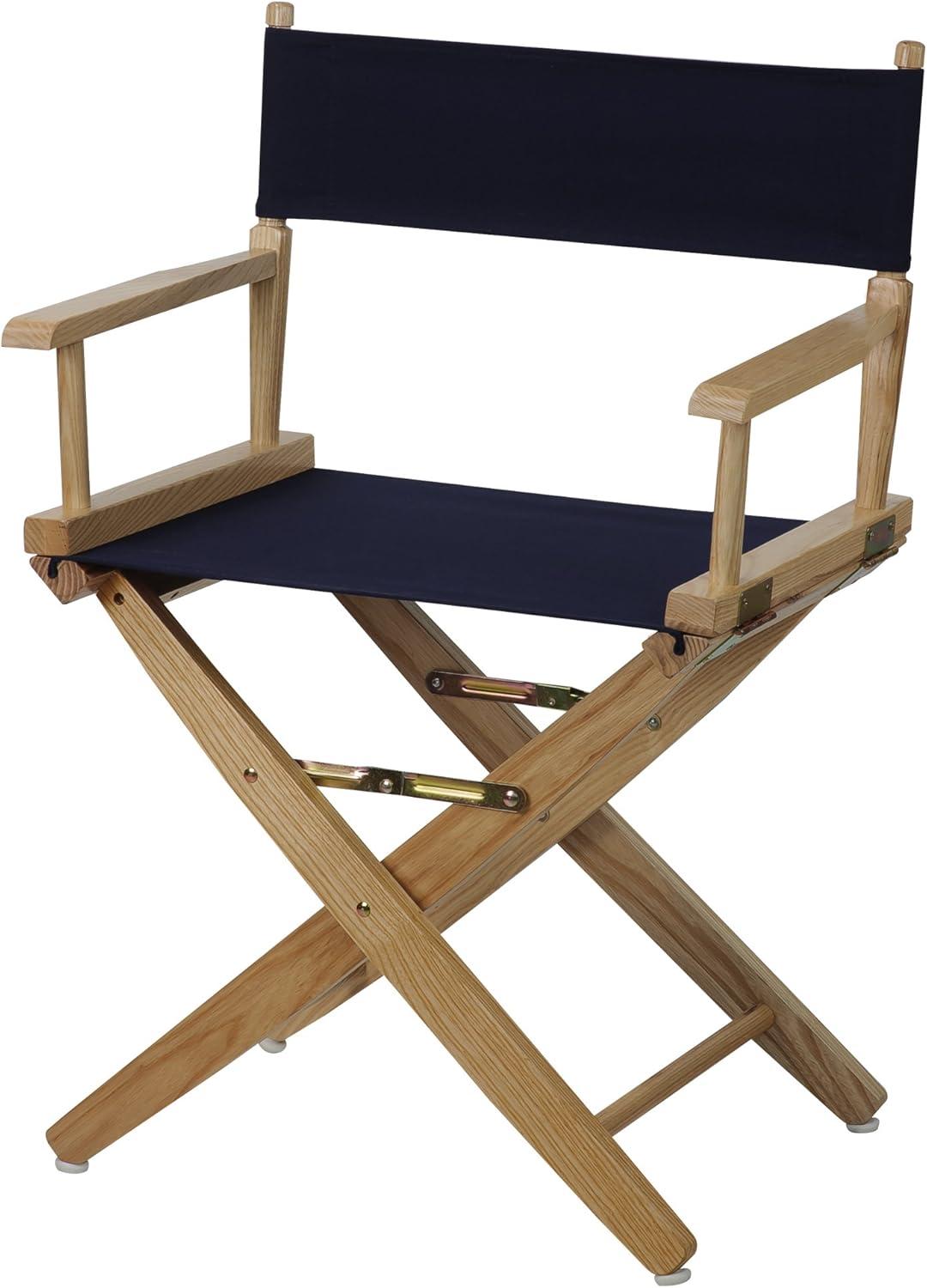 American Trails Extra-Wide Premium 18" Directors Chair Natural Frame W/Navy Color Cover