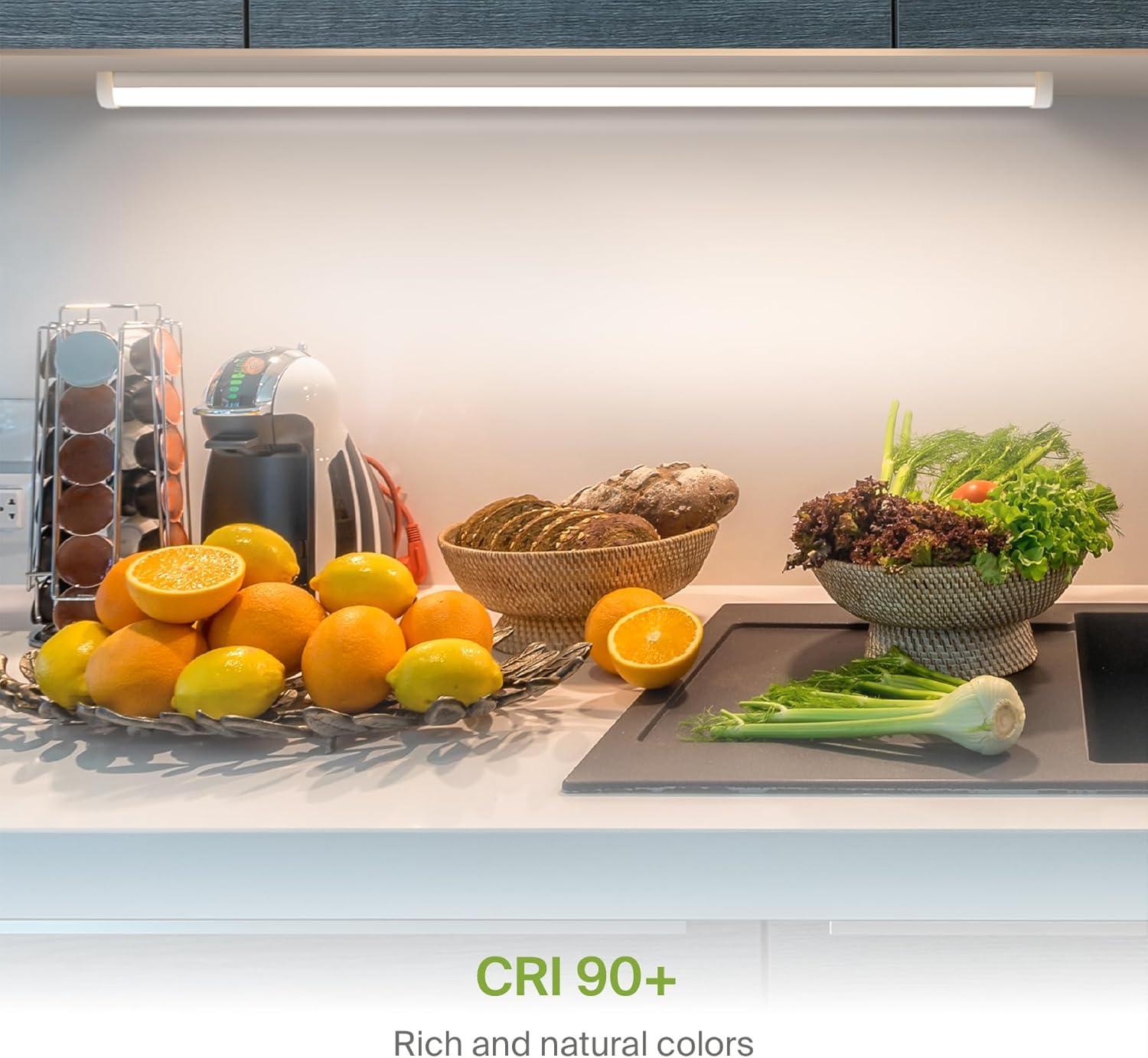 ASD LED Under Cabinet Lighting, 48 inch 24W 1758 LM, Dimmable Hardwired Under Cabinet Lights for Kitchen, 3000K Soft/4000K Cool/5000K Daylight, Under Counter Light Fixtures, ETL Energy Star White