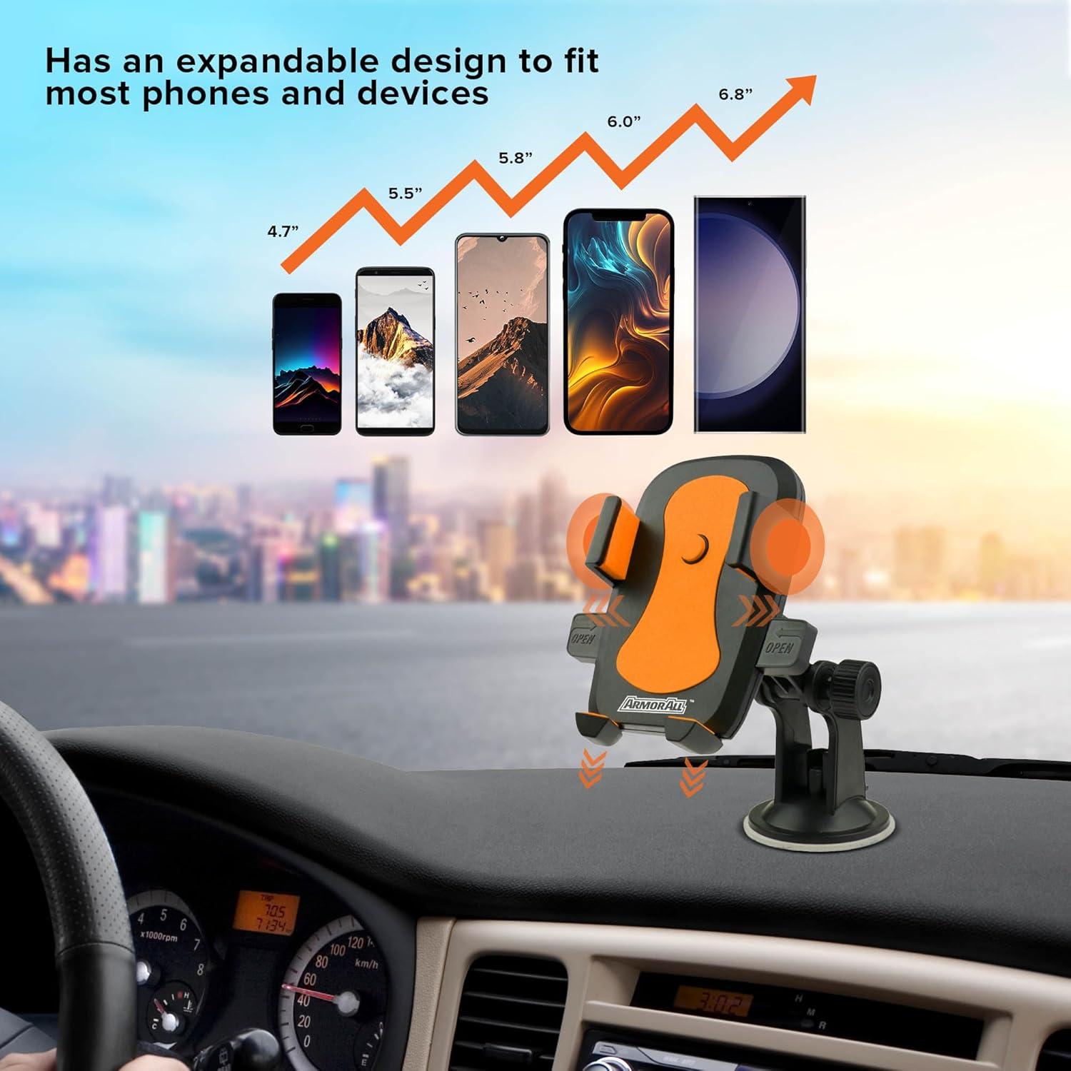 Armor All Universal Smartphone Mount with Dashboard, Windshield and Air Vent Mounting Systems, Great for Phone Calls and GPS