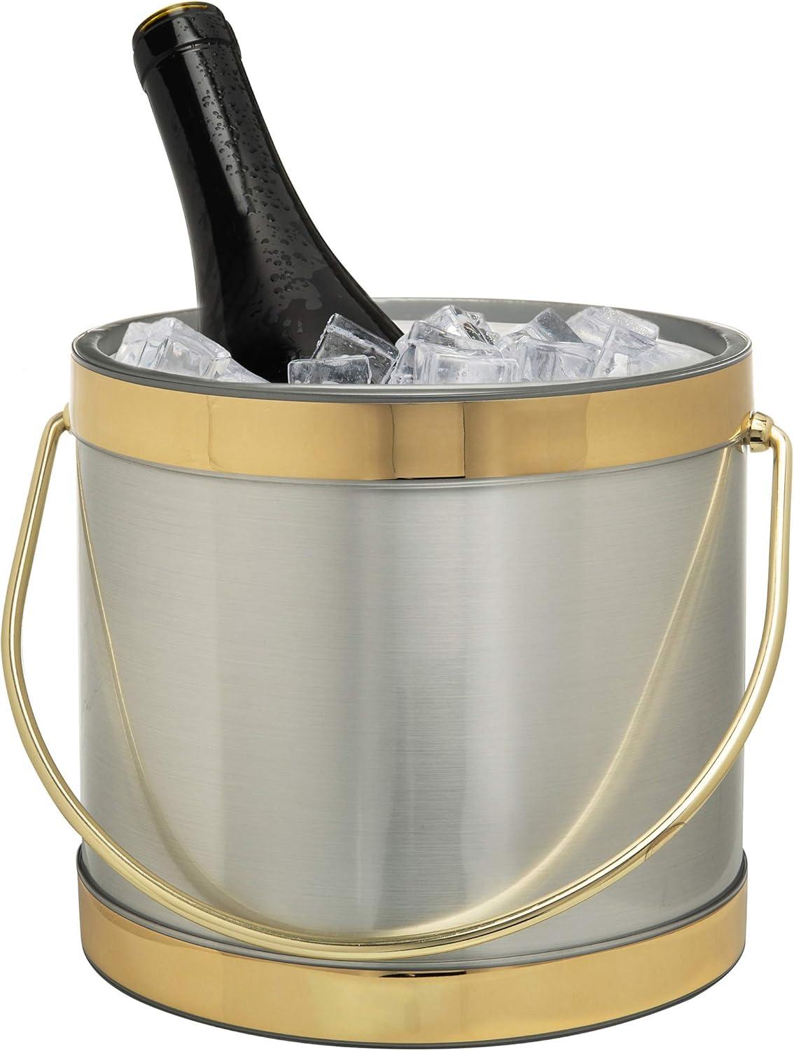 Hand Made In USA Double Walled 3-Quart Insulated Ice Bucket (Metallic Deco Collection)