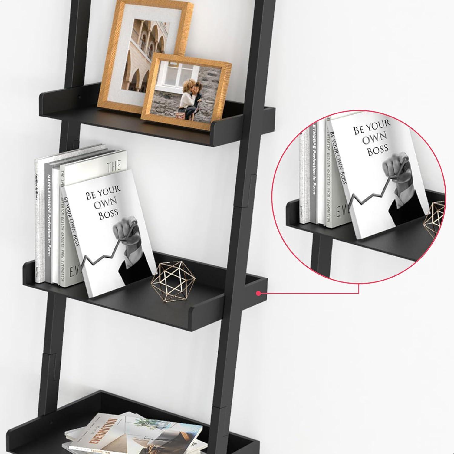Ballucci Lado 5-Tier 67" H x 18" W Wood Leaning Ladder Bookcase