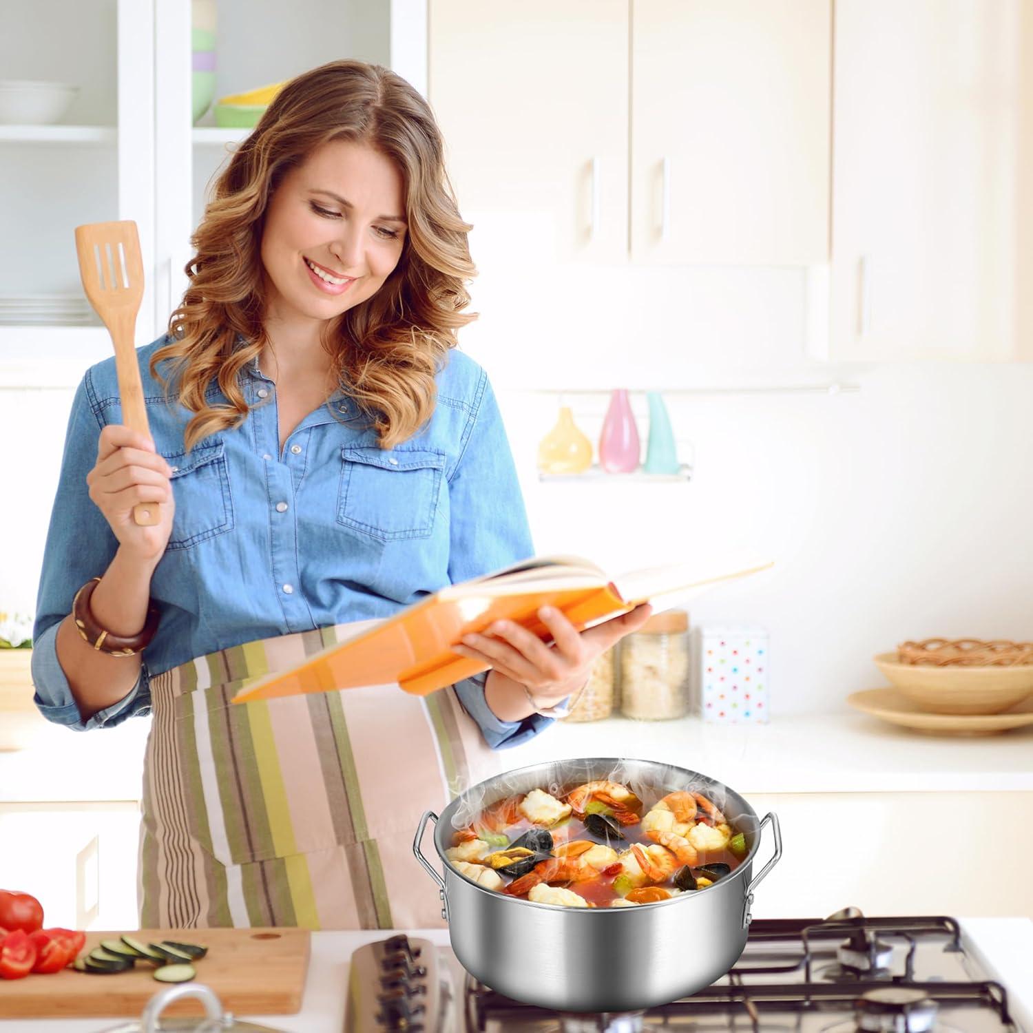 Outvita 30 Qt Turkey Deep Fryer & 10QT Fish Fryer Kit w/Baskets,Aluminum Fish & Seafood Boiler Steamer with 54,000 BTU Propane Gas Burner Stand Injector Thermometer Hose, Ideal for Outdoor Fry