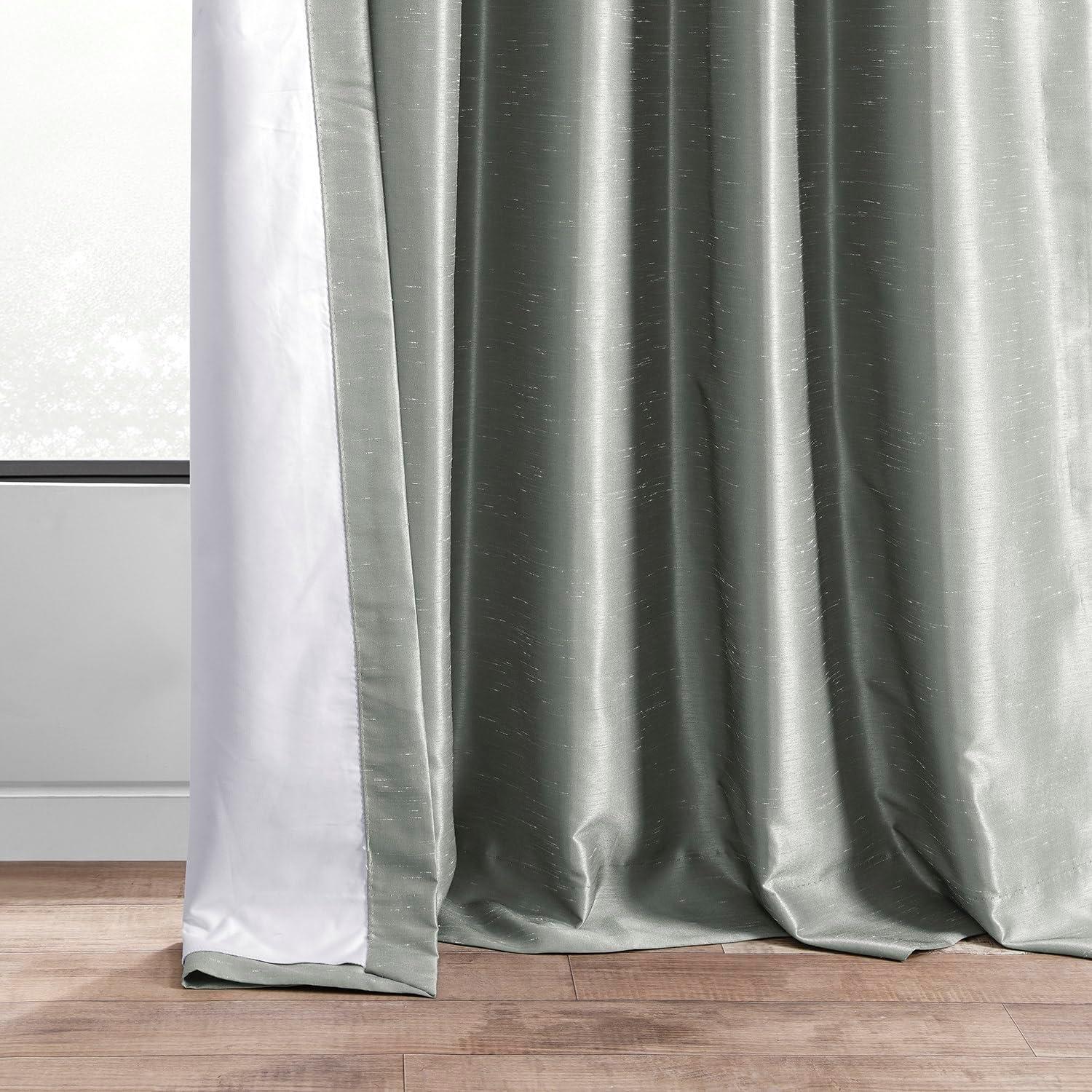 Silver Faux Silk Blackout Pleated Puddle Length Drapes