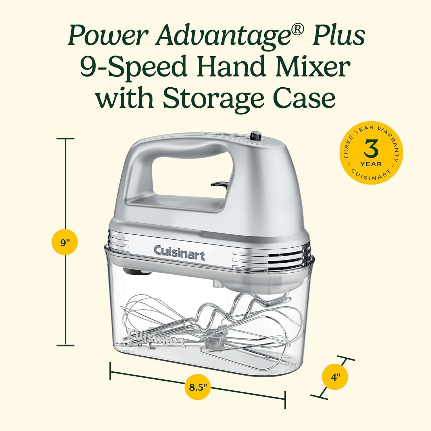 Cuisinart Power Advantage Plus 9-Speed Hand Mixer with Storage Case, Brushed Chrome, HM-90BCS
