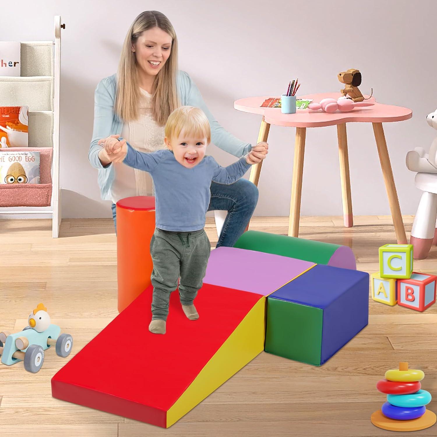 Climb And Crawl Activity Play Set - 5 Piece Soft Zone Climbing Blocks Lightweight Foam Shape Toy – Play22Usa