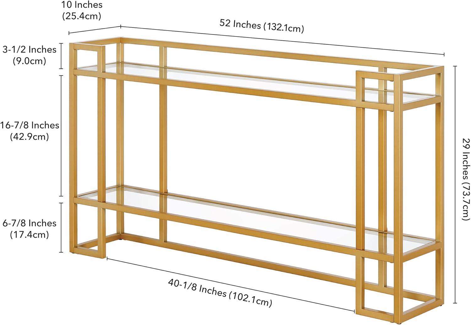 Evelyn&Zoe Uriel 52" Wide Rectangular Console Table, Brass