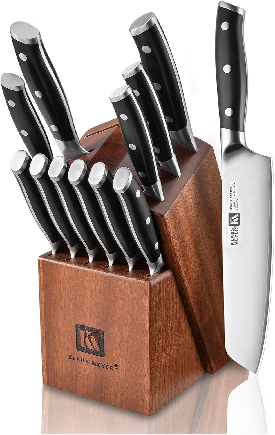 Klaus Meyer Stahl 13 Piece Carbon Steel Knife Block Set