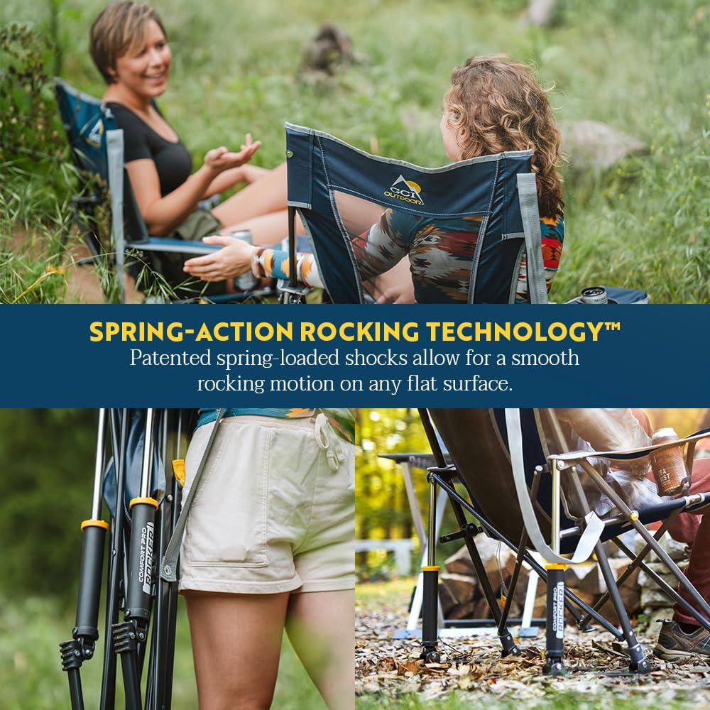 GCI Outdoor Comfort Pro Rocker Camping Chair with Mesh Backrest, Loden Green