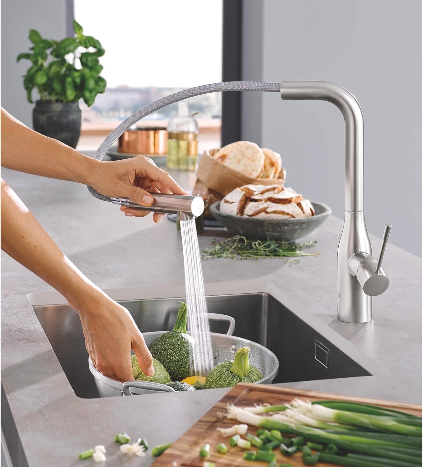 Essence Pull Out Single Handle Kitchen Faucet with Accessories