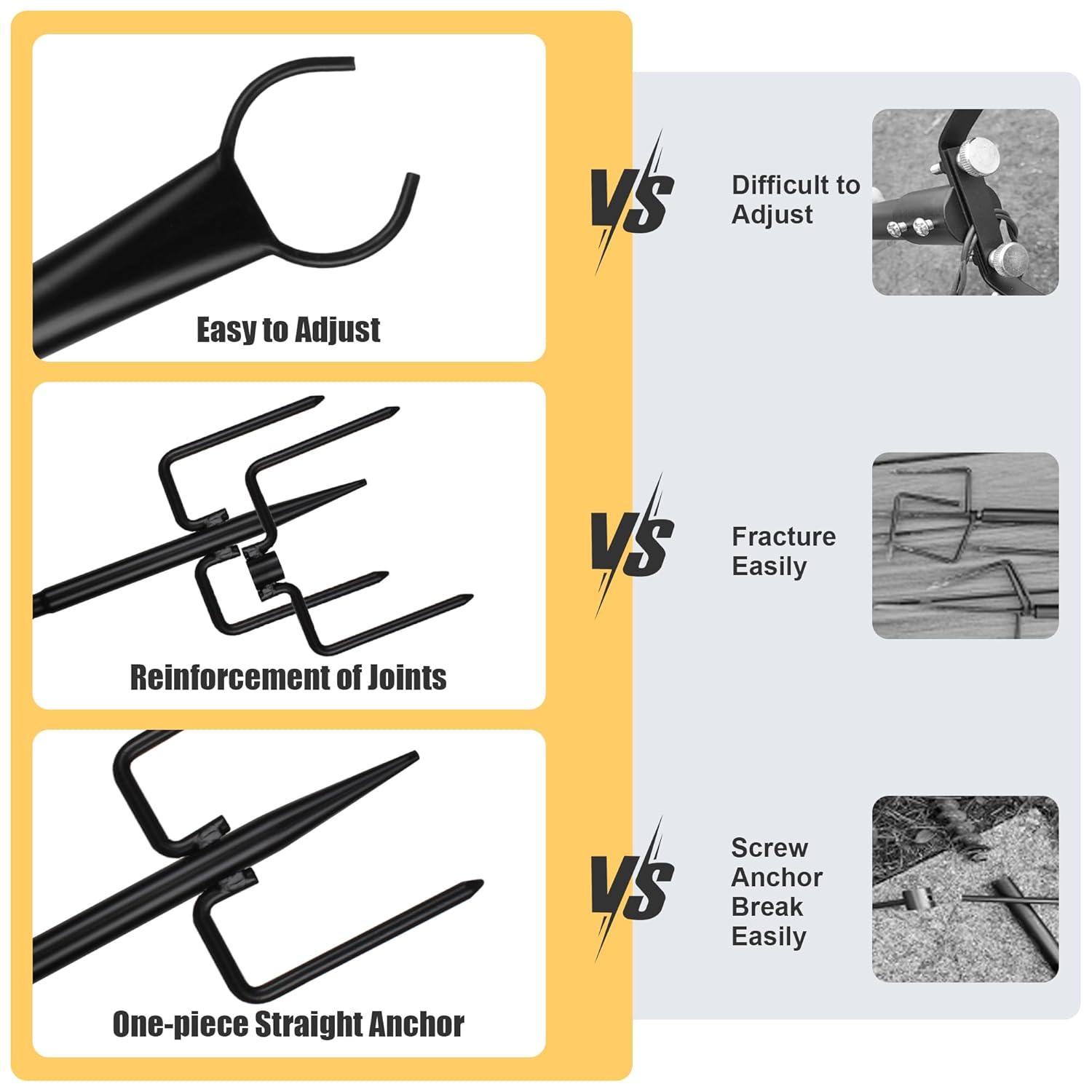 Suchtale 2 Pack 2.8 FT String Light Poles, Suspension Outdoor Fence Post Lights with Clip and Bracket SL-007-WF