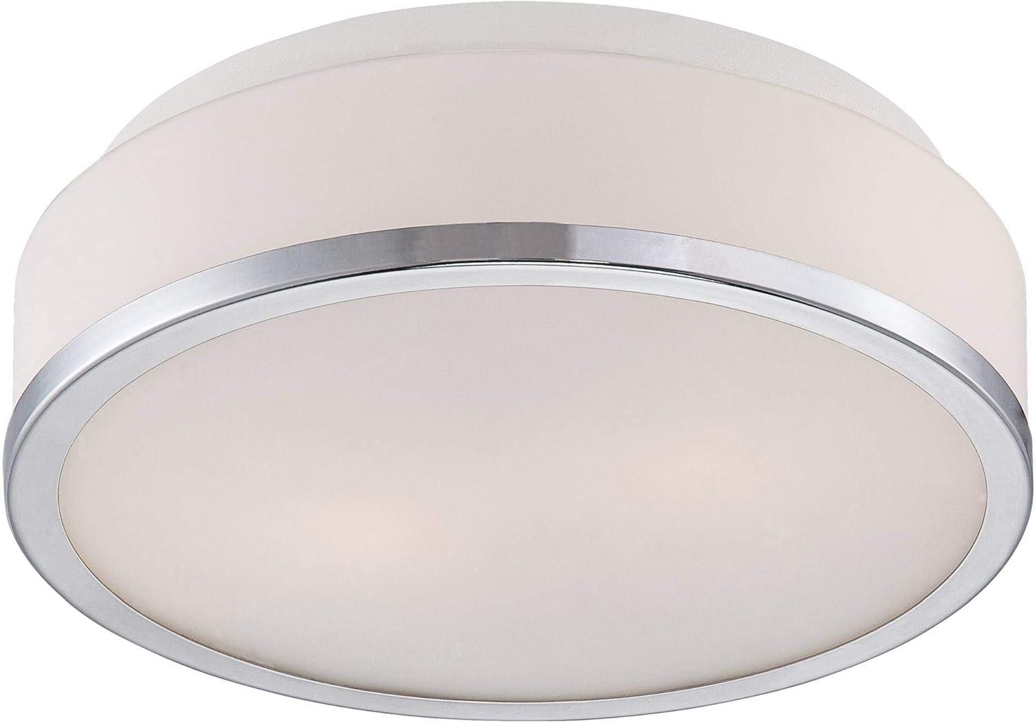 Possini Euro Design Mavis Modern Ceiling Light Flush Mount Fixture 10 1/4" Wide Chrome 2-Light White Opal Glass Shade for Bedroom Kitchen Living Room