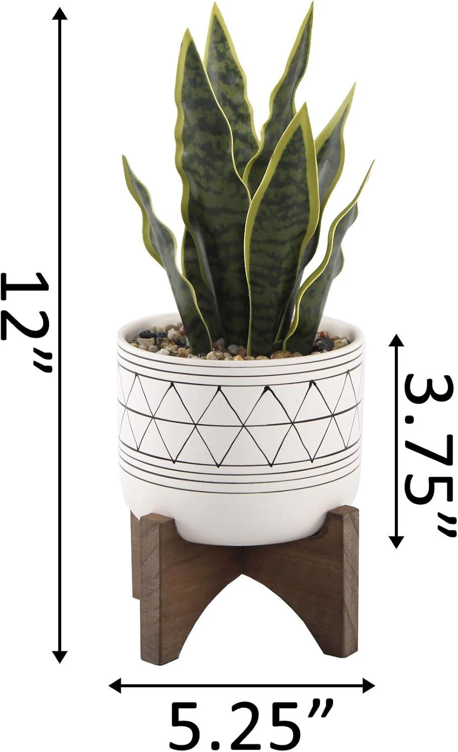 Chic Matte White Ceramic Tabletop Succulent Arrangement in Planter