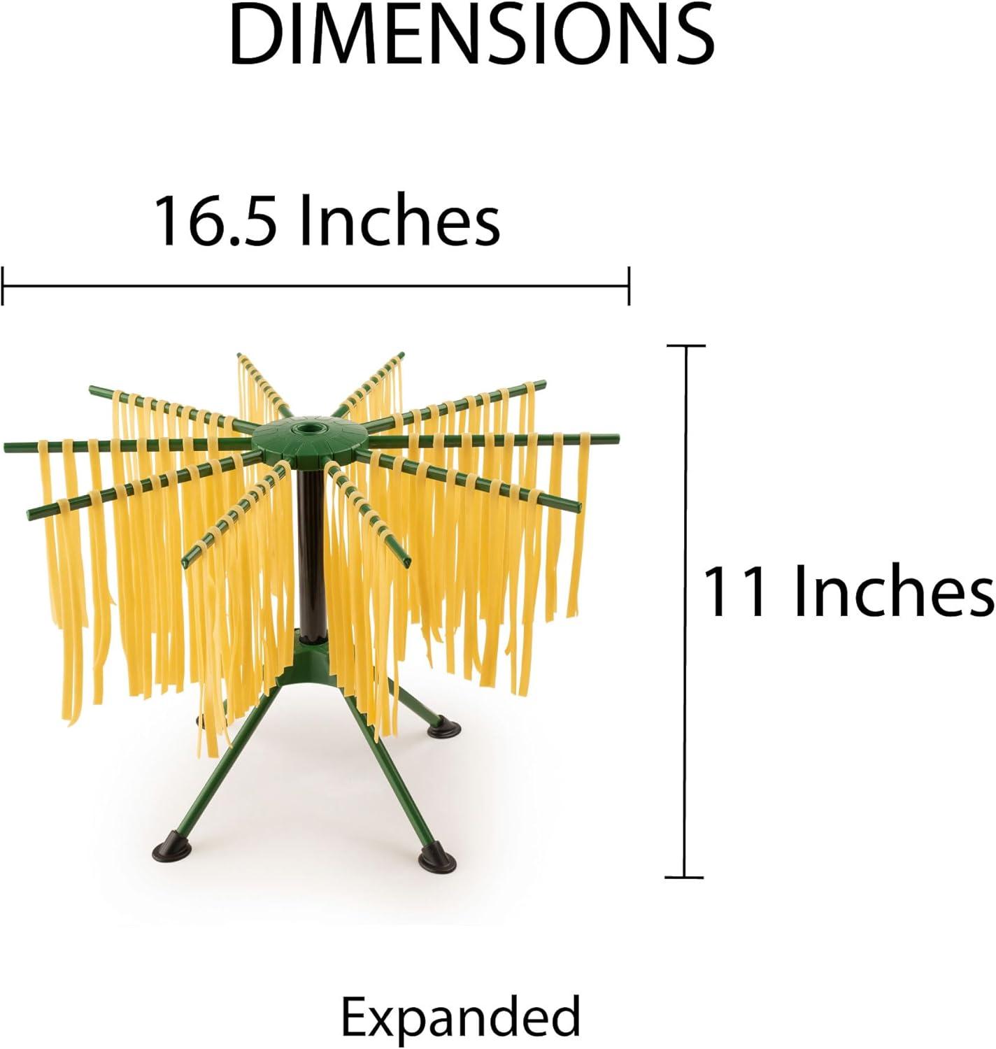 Green Collapsible Pasta Drying Rack with 10 Dowels