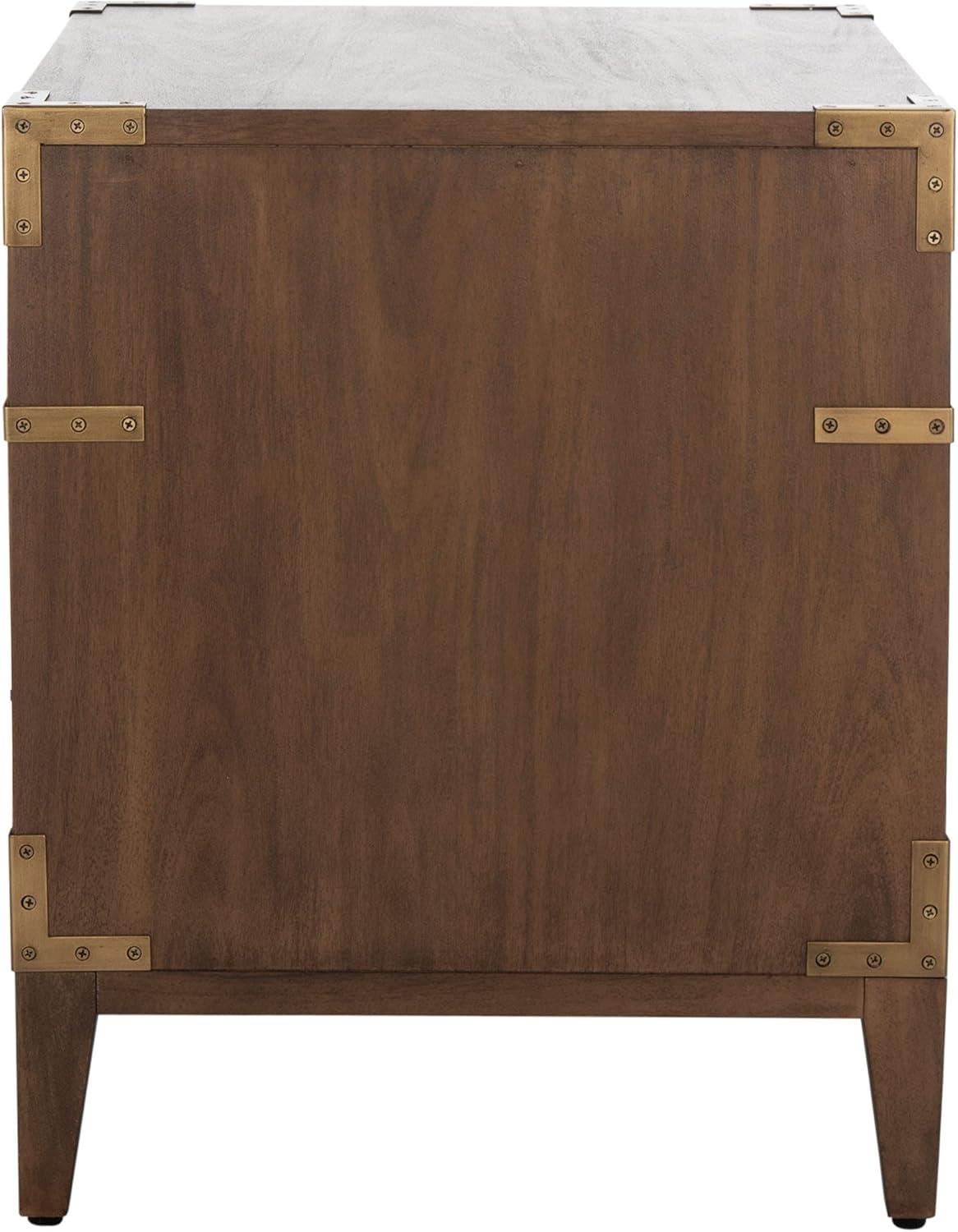 Brown Mahogany 1-Drawer Nightstand with Brass Hardware