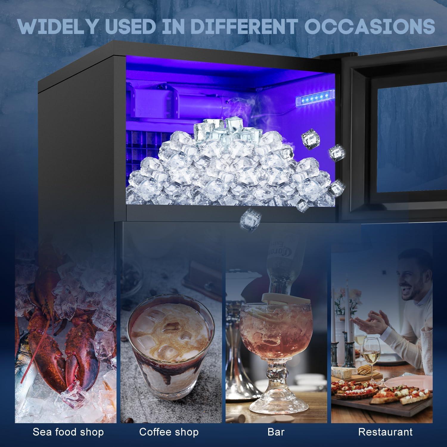 15in. 160Lbs/24H Black Stainless Steel Ice Maker in Stainless Steel with 35LBS Storage Bin