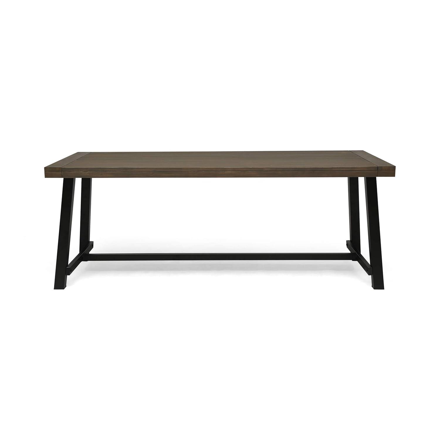 Carlisle 79" Rectangle Acacia and Iron Dining Table Gray/Black - Christopher Knight Home: Weather-Resistant, Seats 8