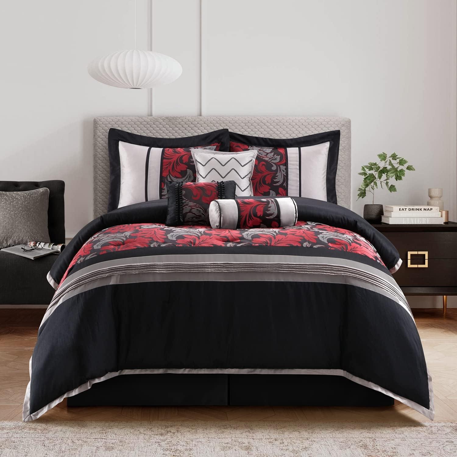 Nanshing America, Inc Pierre 7 Piece Luxury Glam Comforter Set
